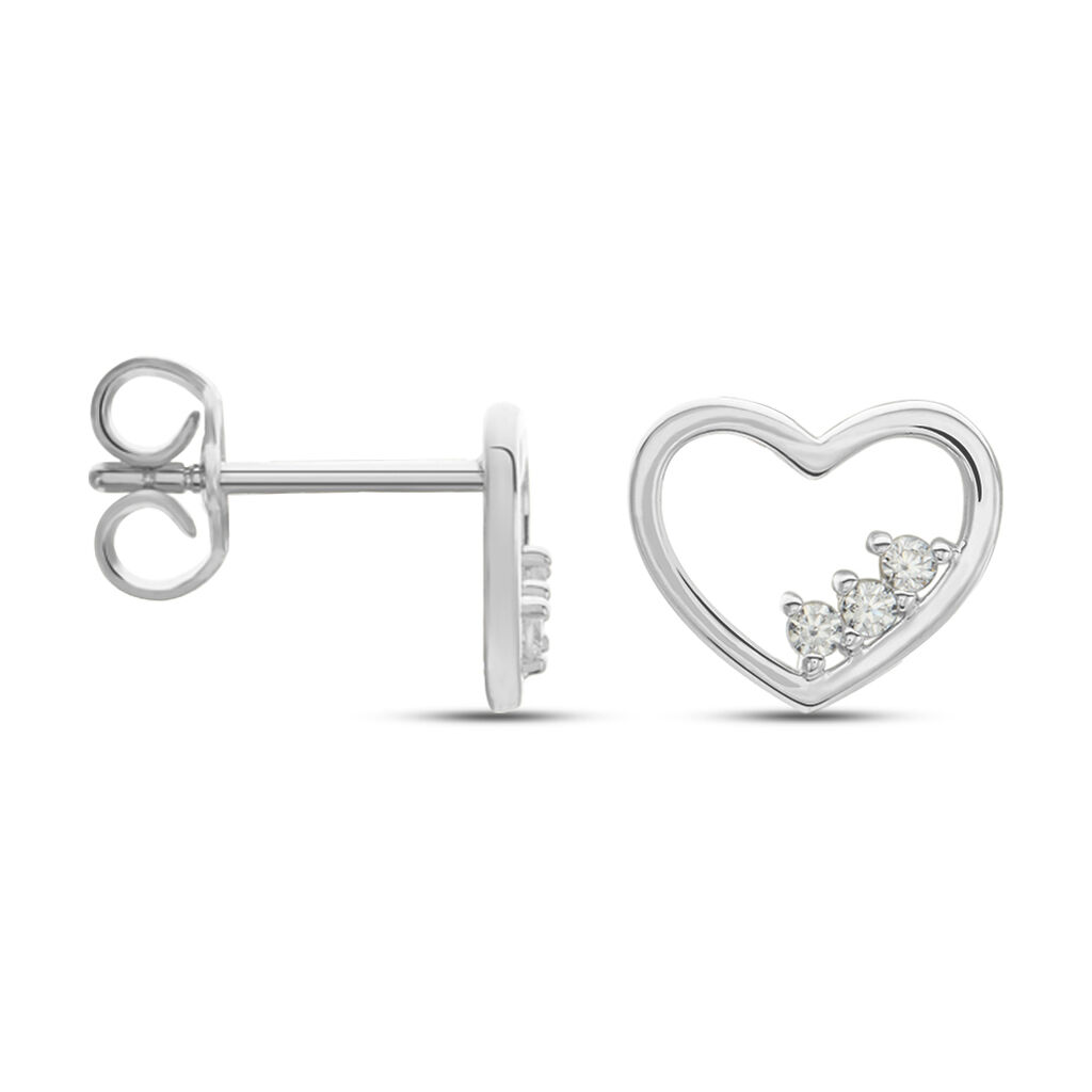 Boucles D'oreilles Puces Argent Blanc Shelan Oxydes De Zirconium