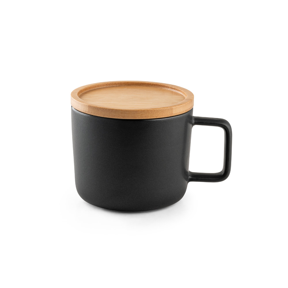 hi!dea 94251 - Tasse en céramique 230 mL avec couvercle et base en bambou