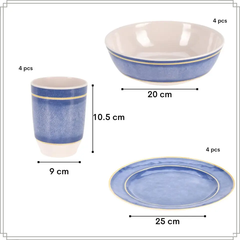 OTIX Serviessets 12 Delig Navara - Blauw