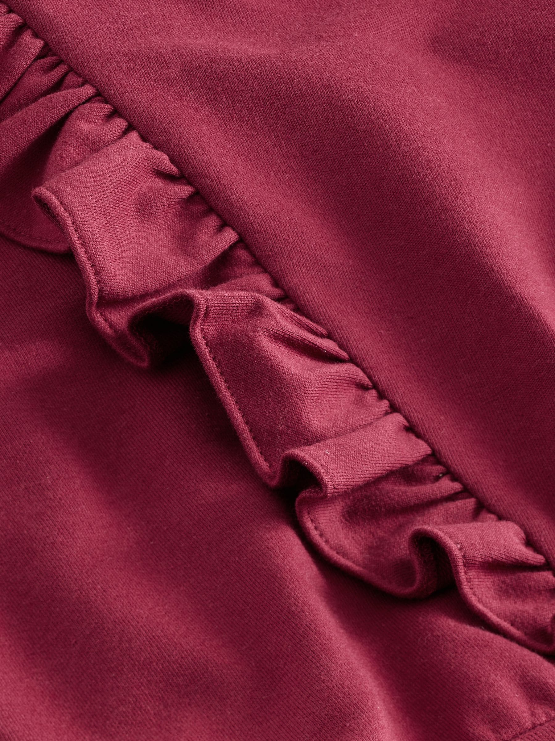 Bordeauxrood - Laura Ashley - Mock-sweatjurk met ruche