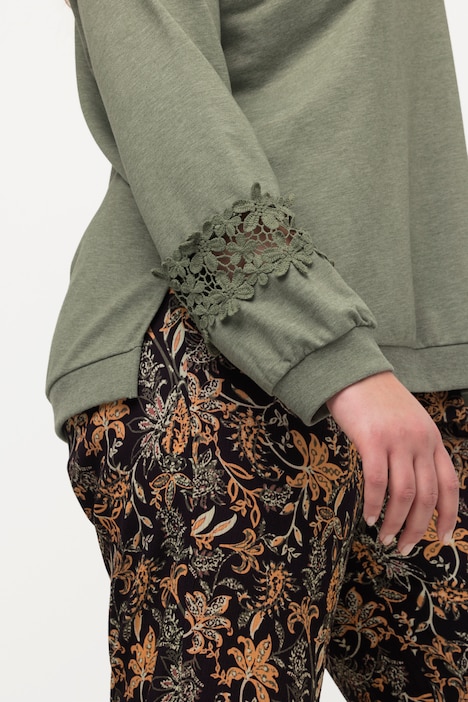 Sweatshirt, Spitze, Rundhals, Langarm