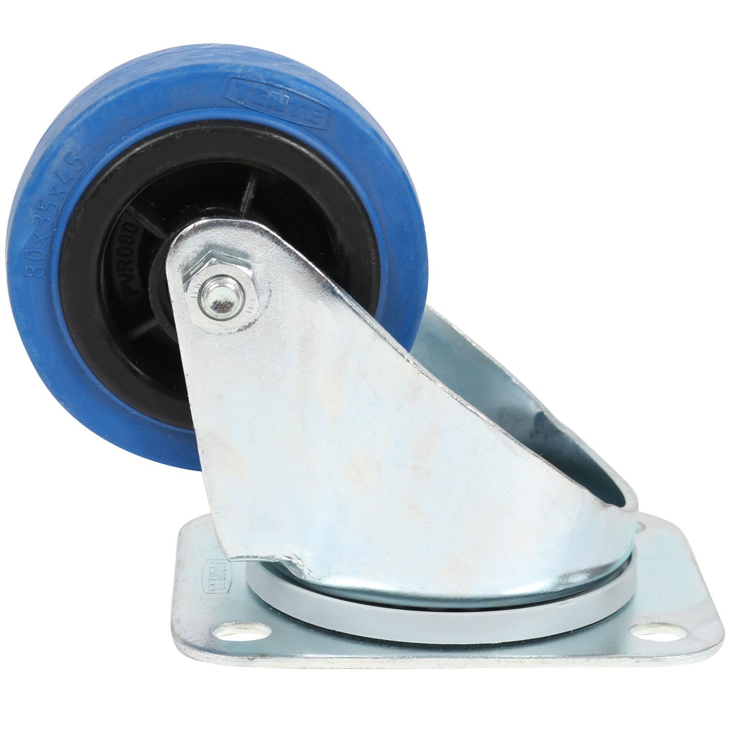 TENTE 3470 PIR 080 P62 blauw zwenkwiel 80 mm