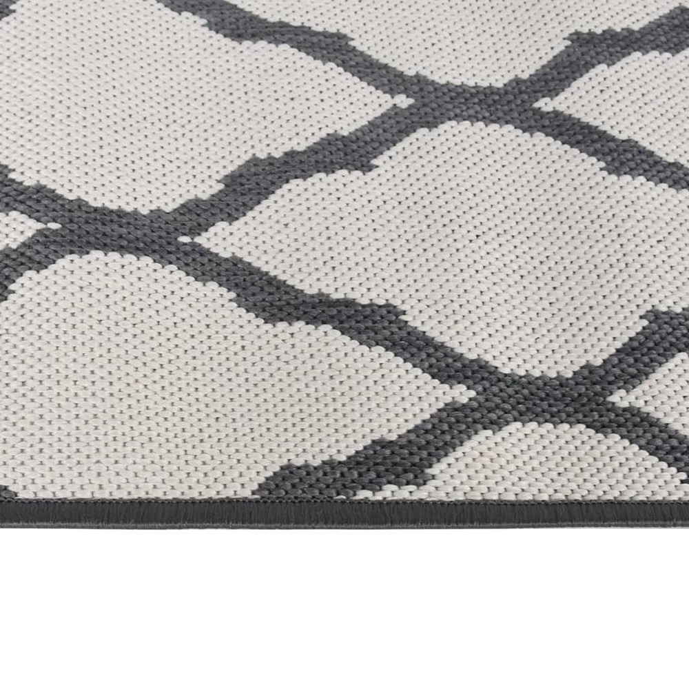 Tapis d'extérieur gris et blanc 100x200 cm design réversible