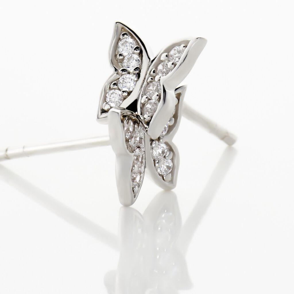 Boucles D'oreilles Puces Cadfan Argent Blanc Oxyde