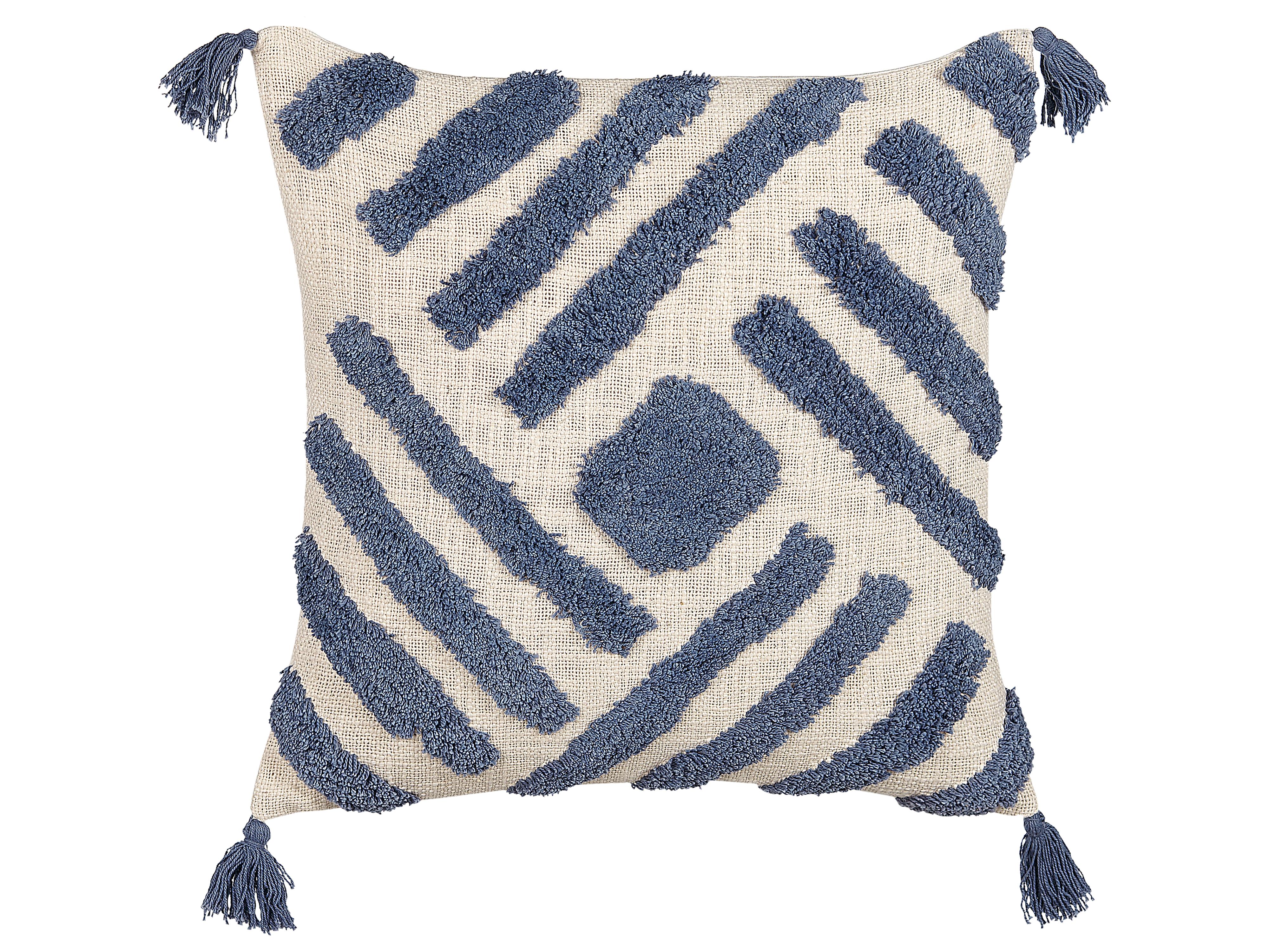 Set van 2 sierkussens JACARANDA Katoen 45 x 45 cm Blauw geometrisch patroon