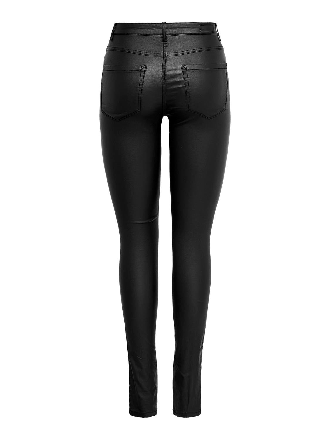 ONLROYAL Hohe Taille Skinny Fit Hose in Lederoptik Black