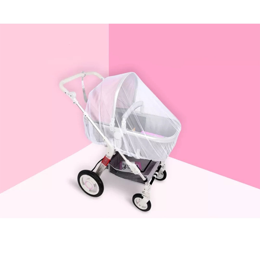 Kinderwagen Moskito Netz Baby Insektenschutz Buggy Mückennetz mit Gummizug - Weiss