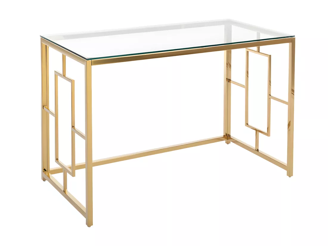 Bureau en verre trempé et acier - Doré et transparent - CLOTILDE de Pascal Morabito