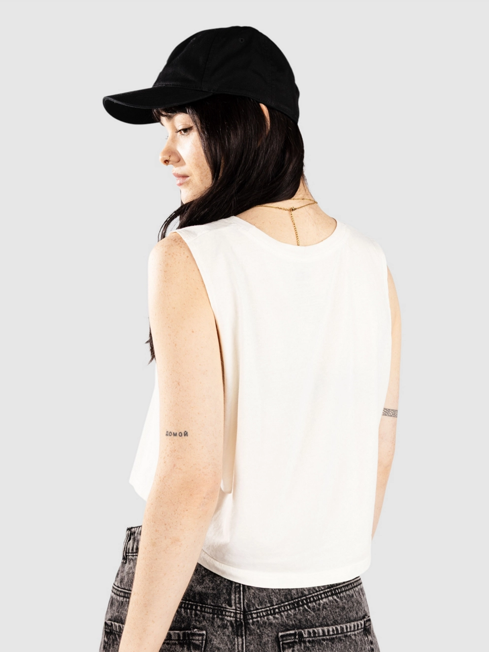 Salty Crew Queen Palm Cropped Tank Top off white