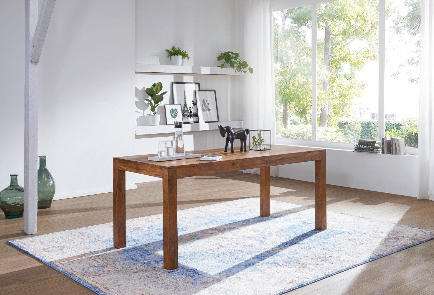 KADIMA DESIGN Massiver Sheesham Esstisch, 140x80 cm, modernes Design, stabile Standbeine, einfache Pflege, ideal für Esszimmer und Küche