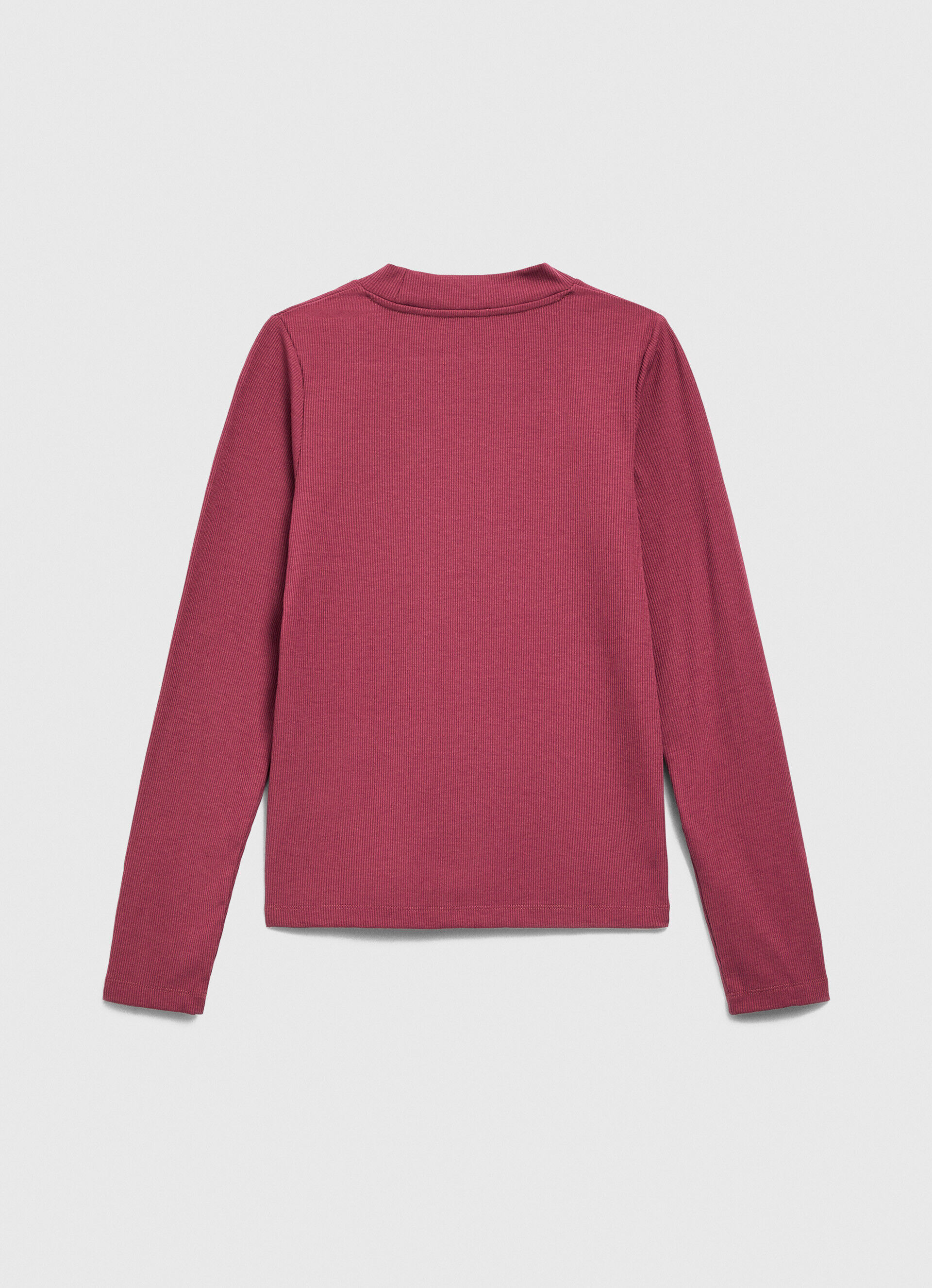 Camiseta canelada de manga comprida - rosa blush escuro