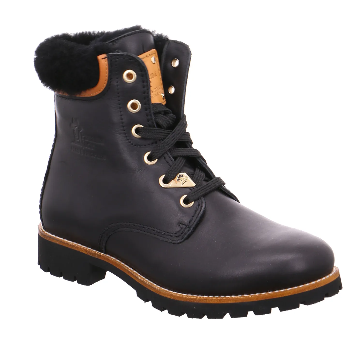 PANAMA JACK Boot Schwarz Leder  mit Lammfellfutter