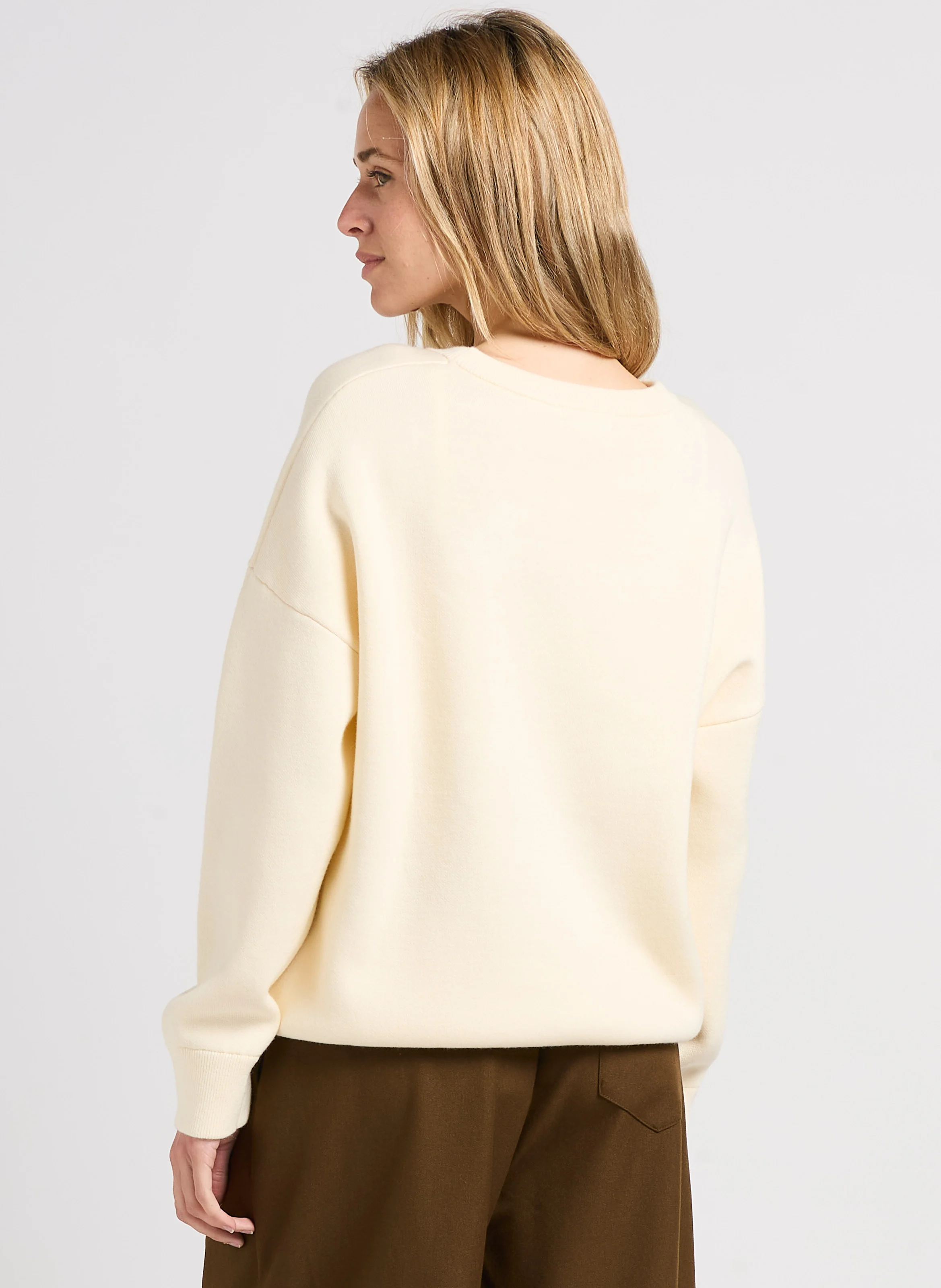 PROVO - Sweat ample à col rond | Blanc