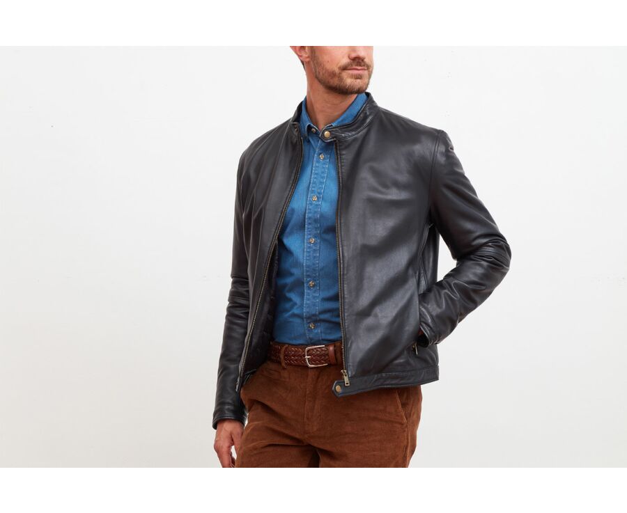 Blouson cuir homme Noir - CARTER