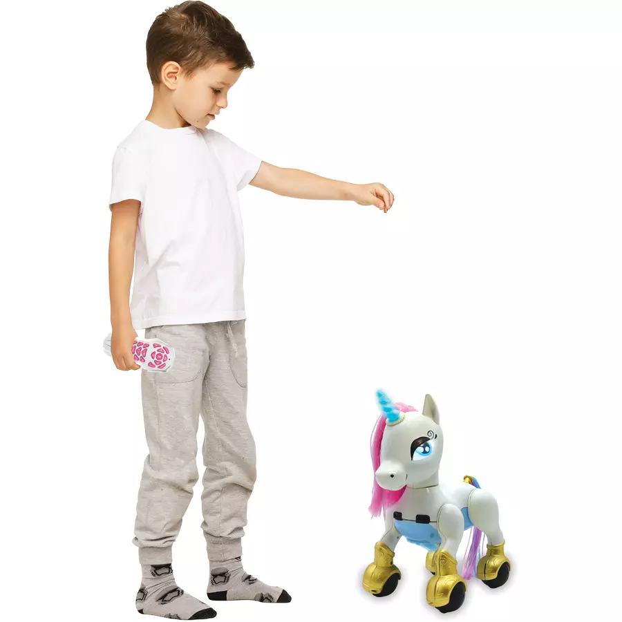 LEXIBOOK Power Einhorn, Mein magisches und kluges Robotereinhorn mit Fernbedienung und Akku