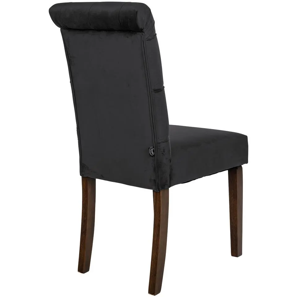 CLP Eetkamerstoel Lisburn walnoot Frame - Fluweel - zwart