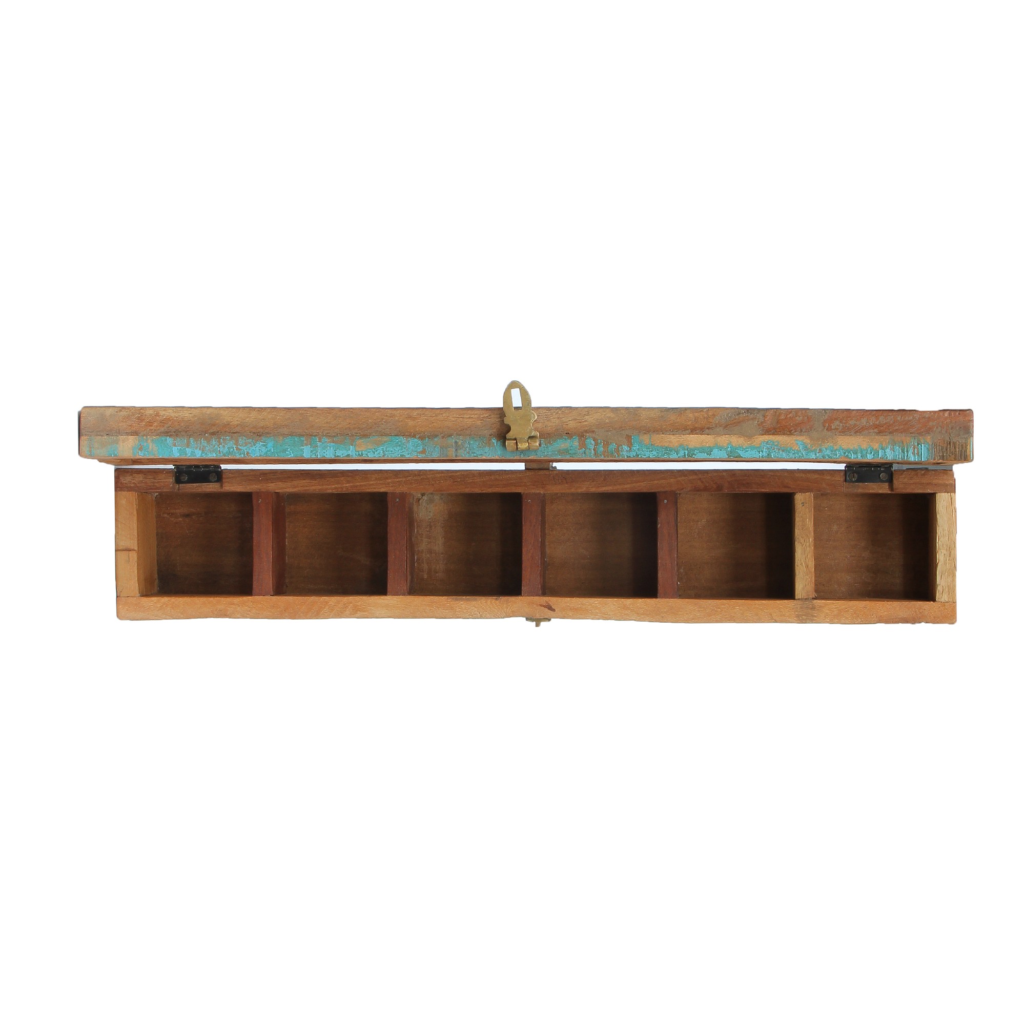 Box mit 6 Fächern, aus recyceltem Holz, B 56 cm, H 10 cm, T 10 cm von fischer's lagerhaus