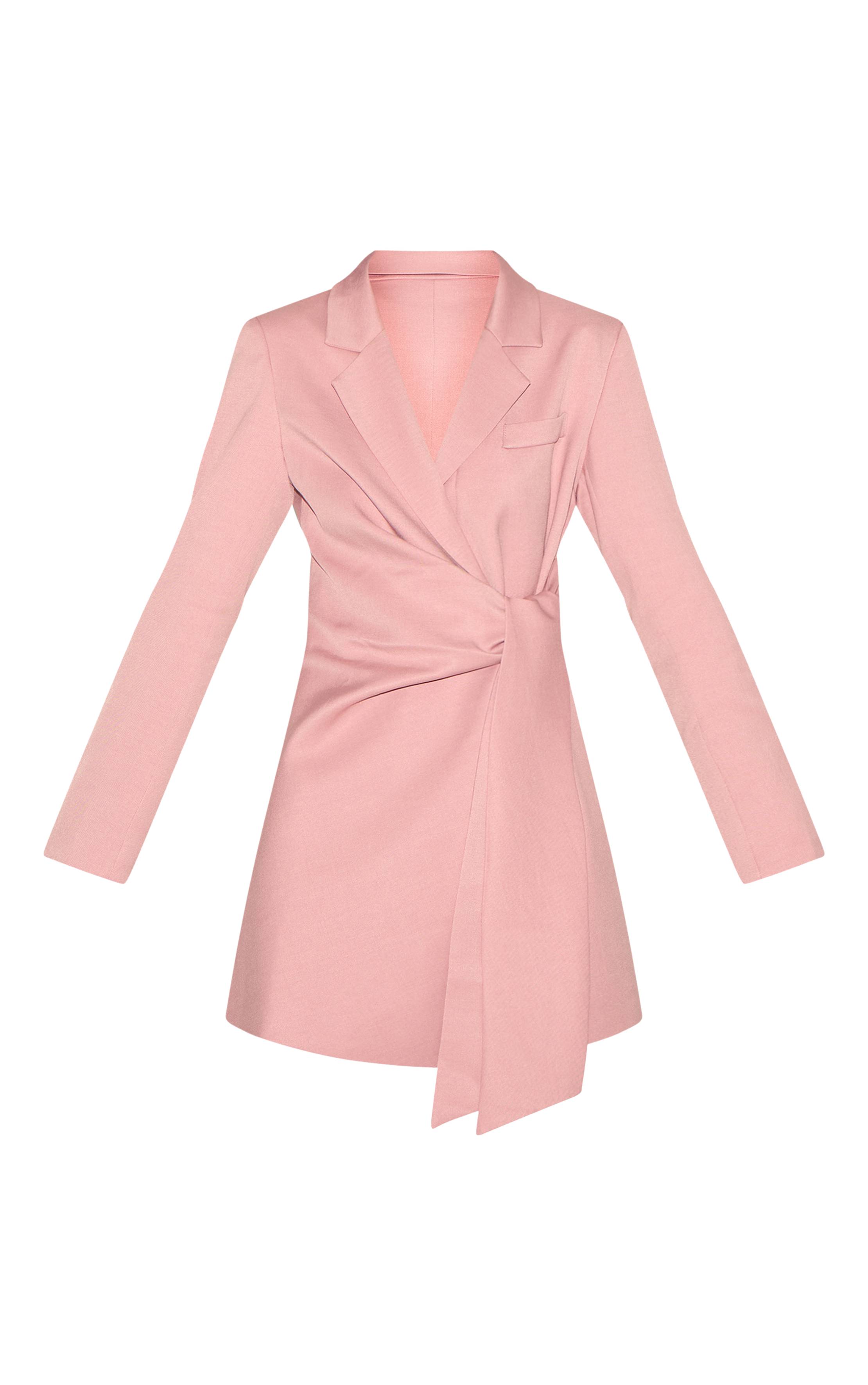 Rose Robe Courte Blazer Tissée Avec Lien Latéral