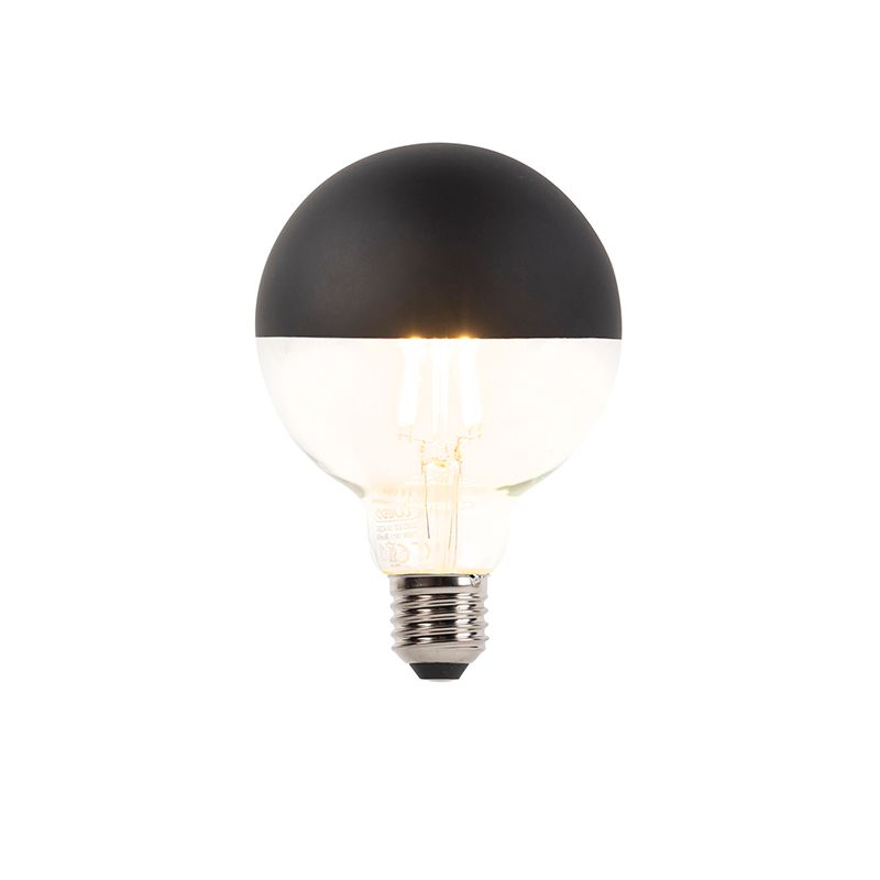 Set van 5 E27 dimbare LED filamentlamp kopspiegel G95 zwart 550lm 2700K