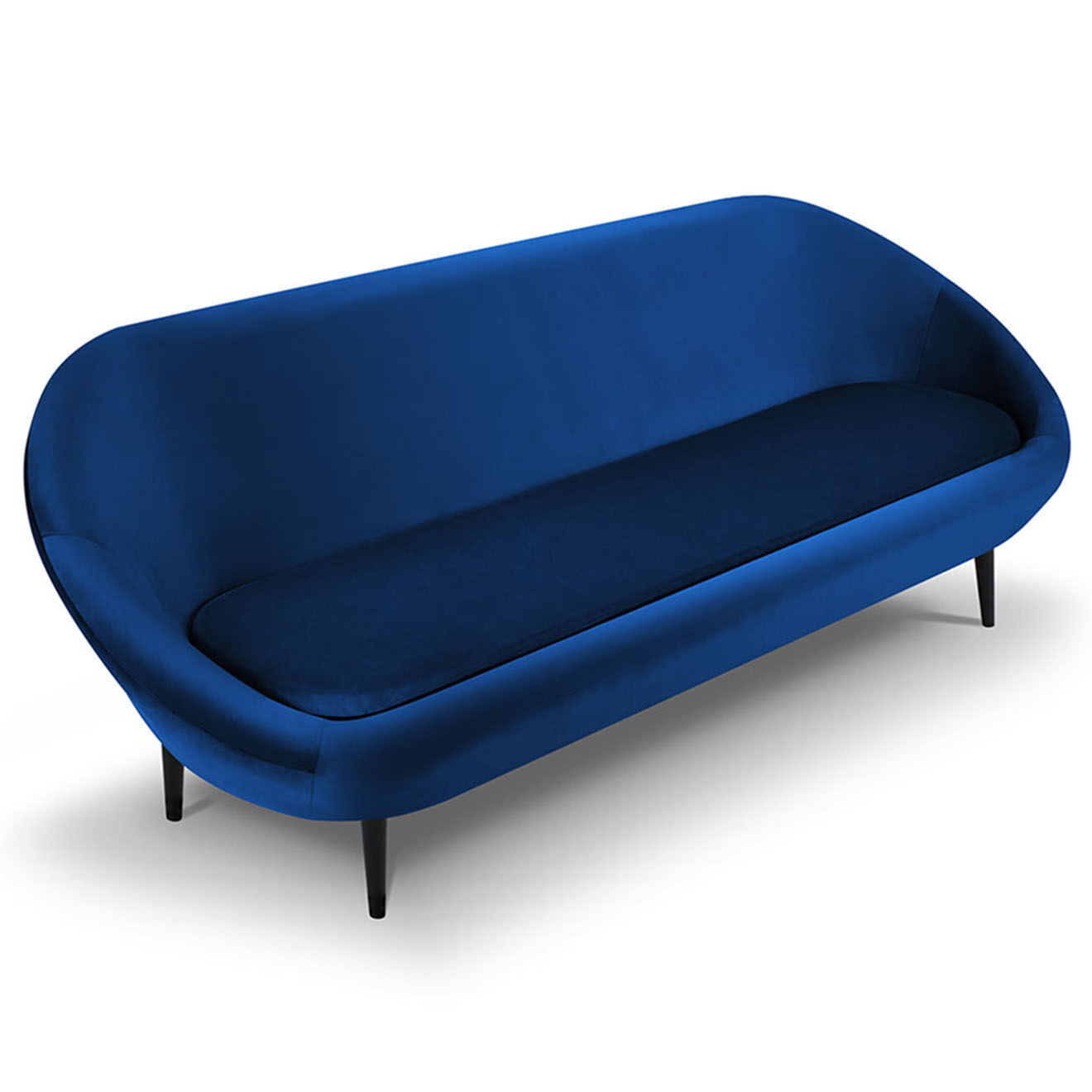 Mazzini Sofas Canapé velours petale 3 places bleu roi - 222x90x92 cm