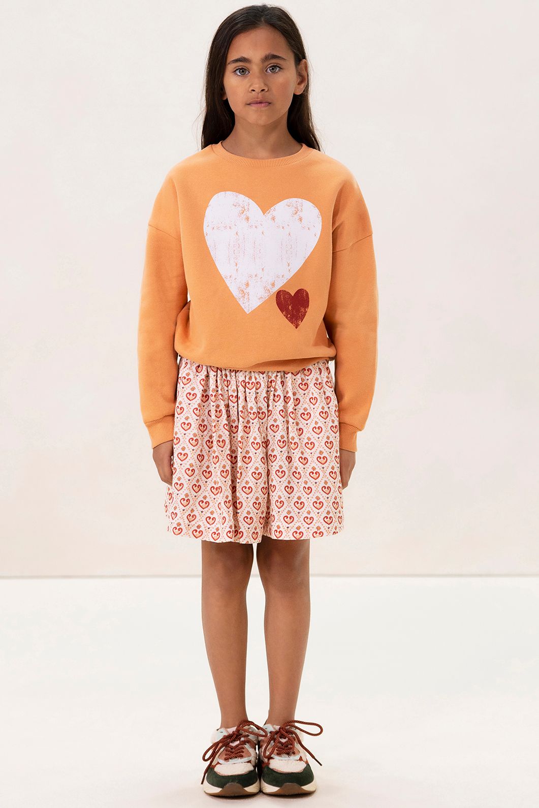 Lichtoranje oversized sweater met artwork