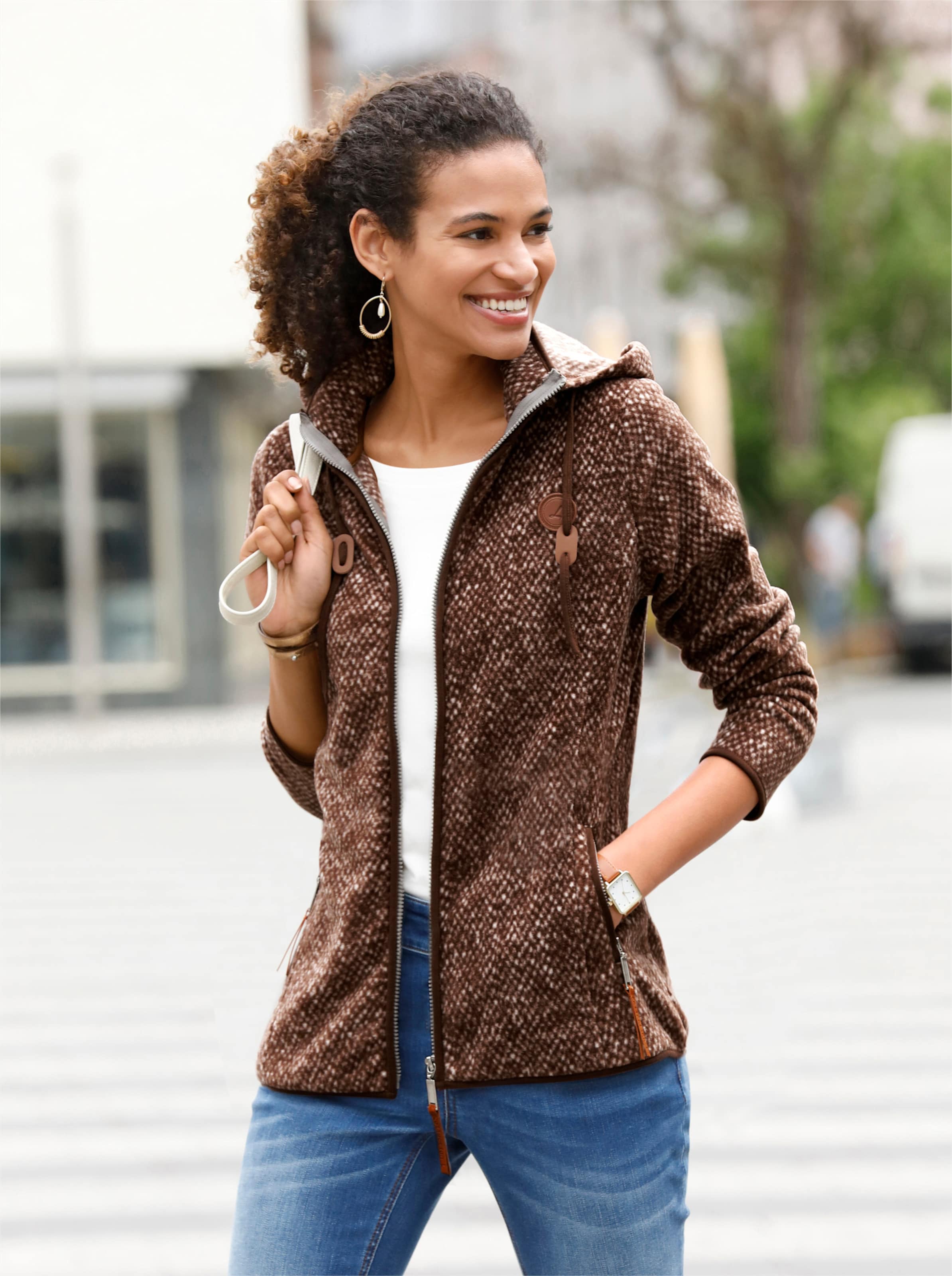 Fleecejacke in schoko-meliert
