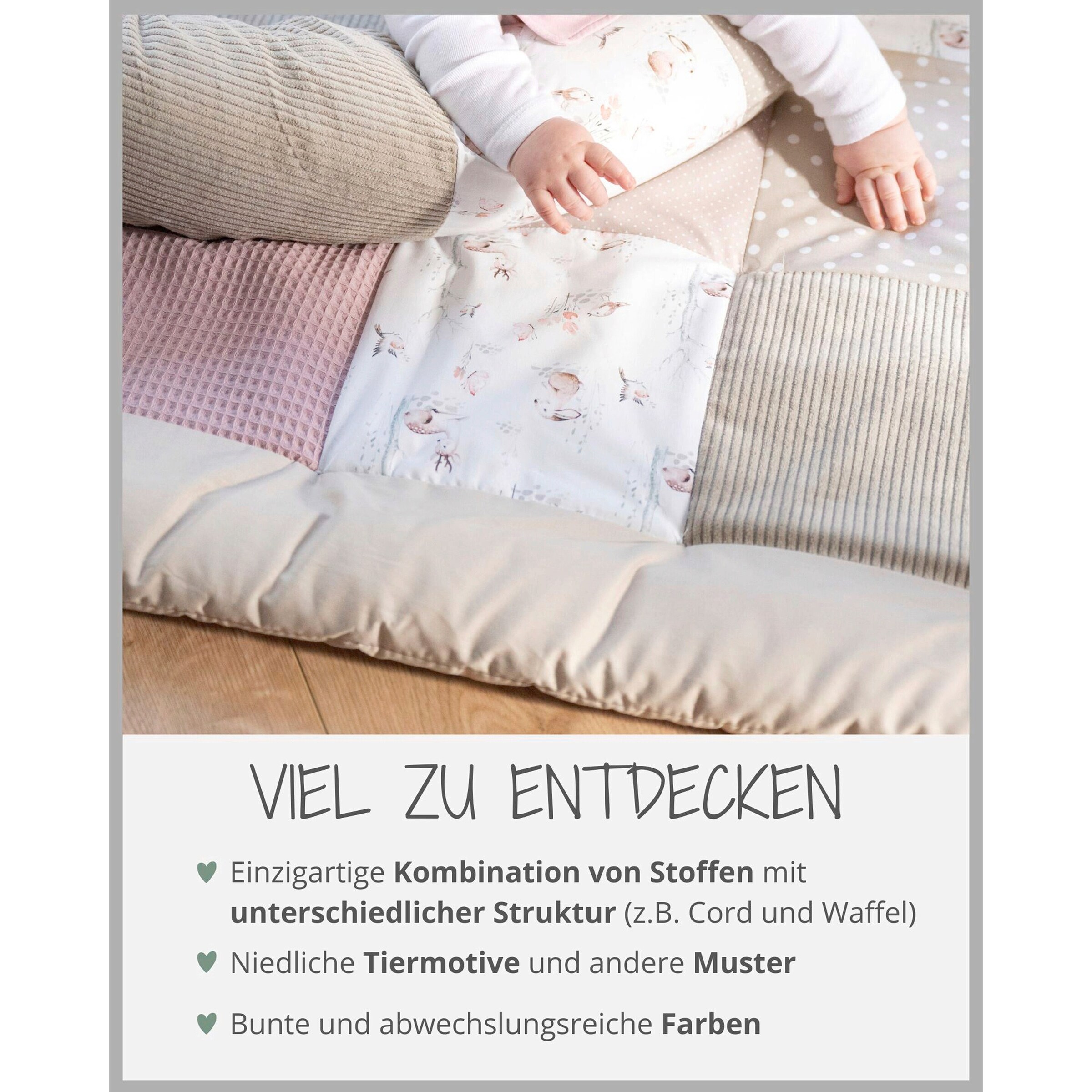 Ullenboom Nestchenschlange 400 cm Waffelpiqué/Cord beige / rosa / Märchenwald
