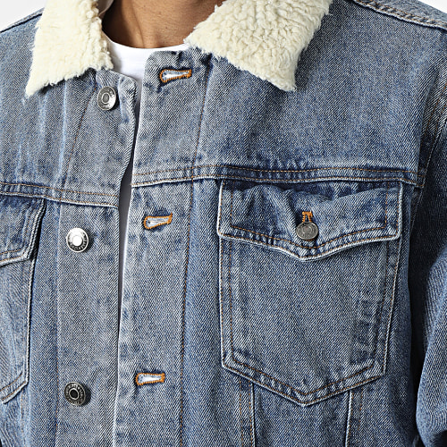 Veste Jean Col Mouton R207 Bleu Denim