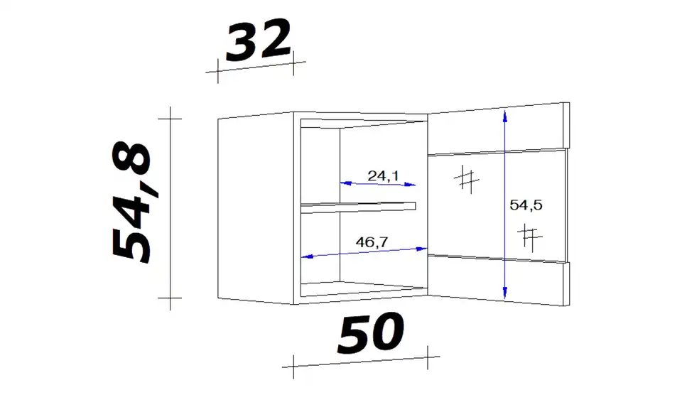Glas-Hängeschrank Spa 50 cm