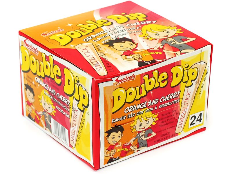 Swizzels Lutschstäbchen Double Dip 24 x 18 g Süsses Schleckpulver mit fruchtigem Geschmack