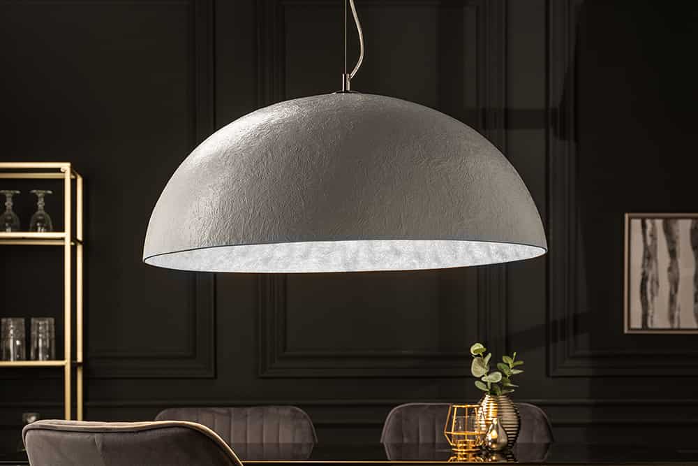 Elegante Design Hängeleuchte GLOW 70cm weiß silber Hängelampe