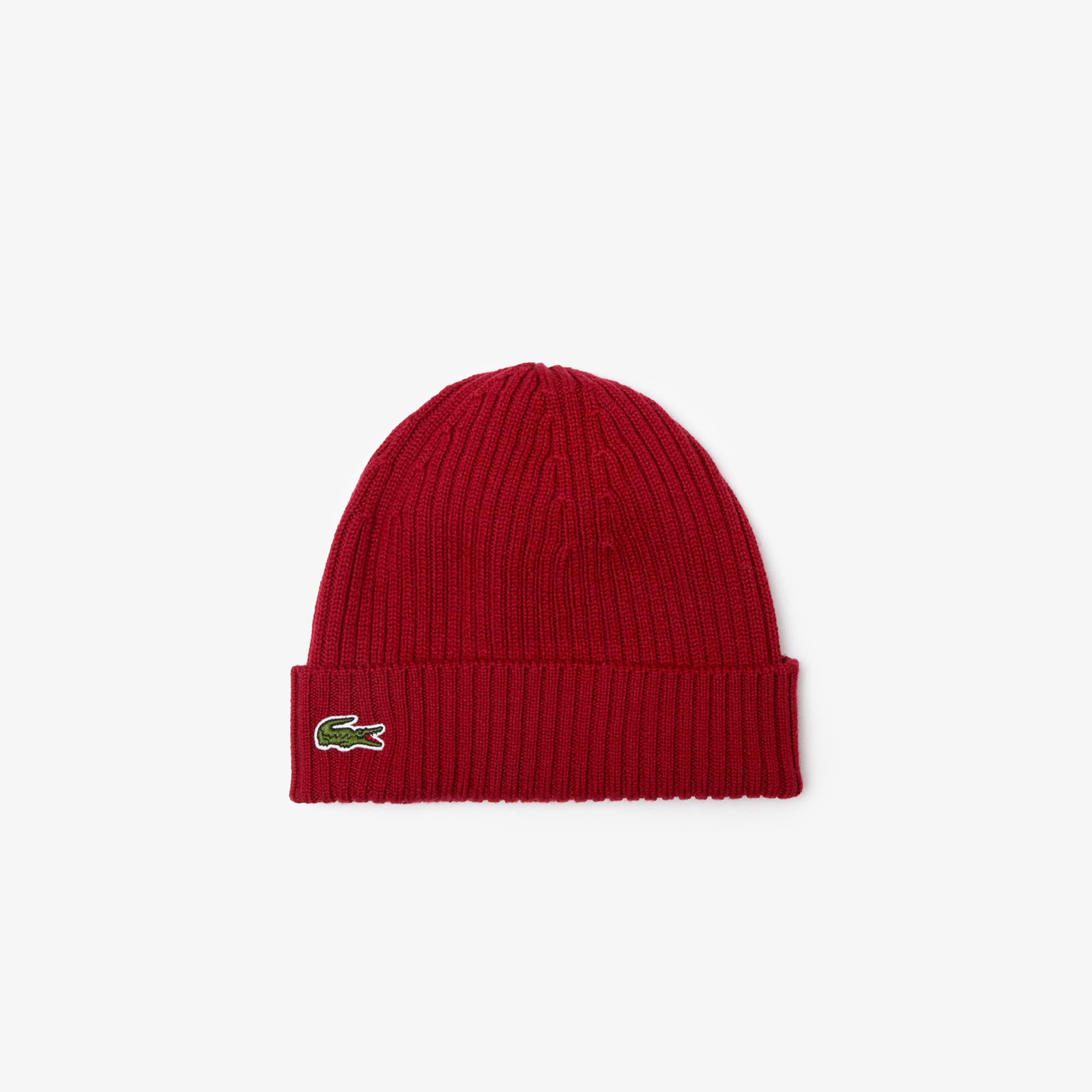 Mütze aus gerippter Wolle Mützen - Rot - Lacoste - Unisex