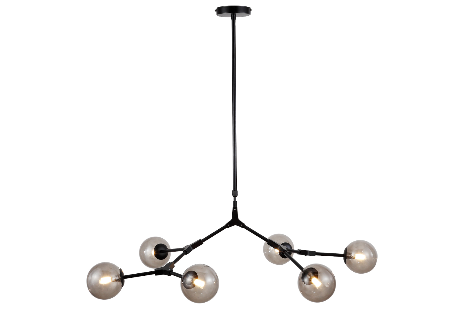 Branch taklampe Med sort sotet glass.