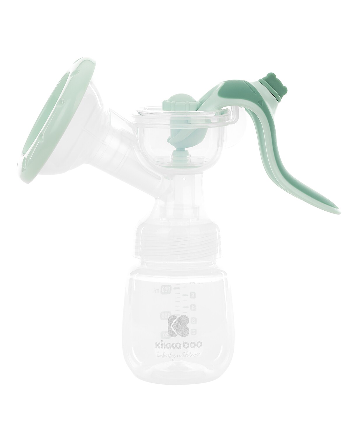 Kikkaboo Milchpumpe manuell Elsie, 180 ml Flasche, Silikonsauger Gruppe 0+ grün