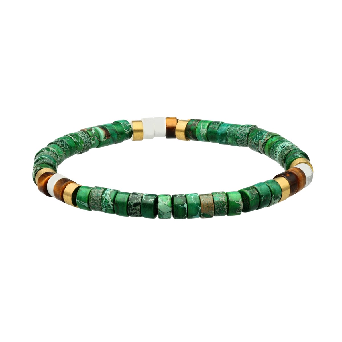 Bracelet Perles Heishi Jaspe Vert oeil De Tigre-Small-16cm