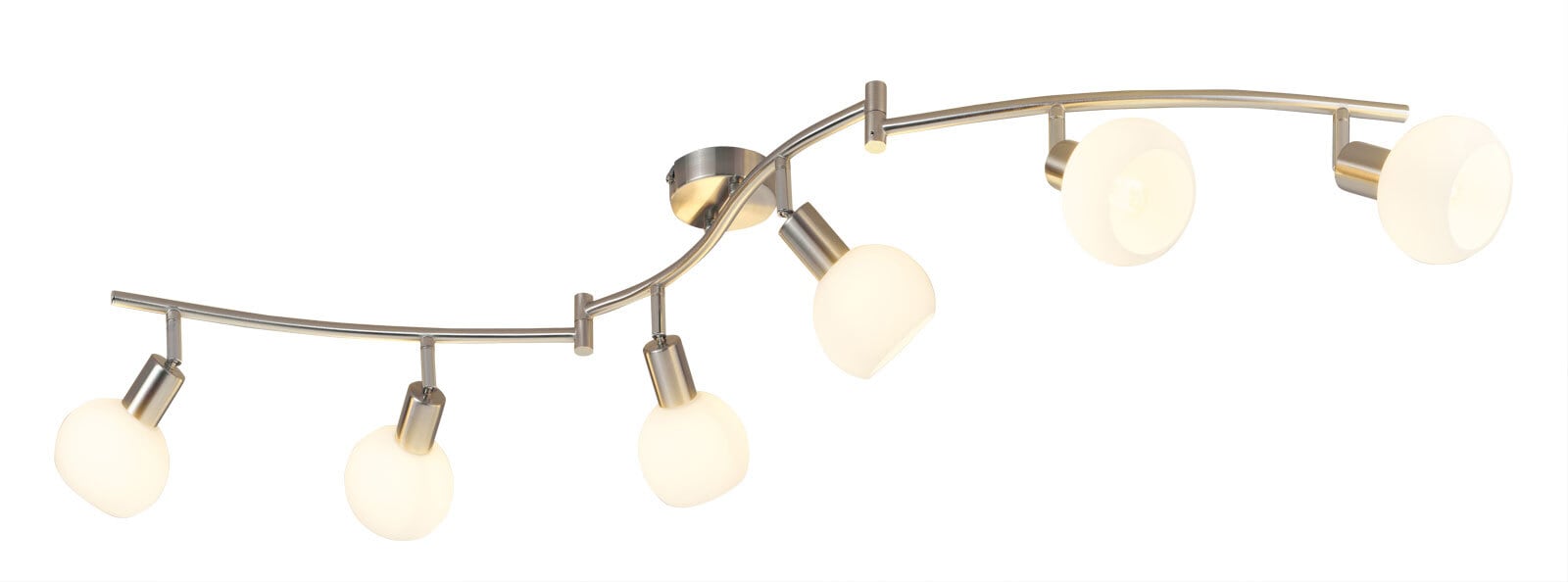 casaNOVA Retrofit Deckenlampe LINA II 6 Spots 123 cm Glas weiß nickelfarbig