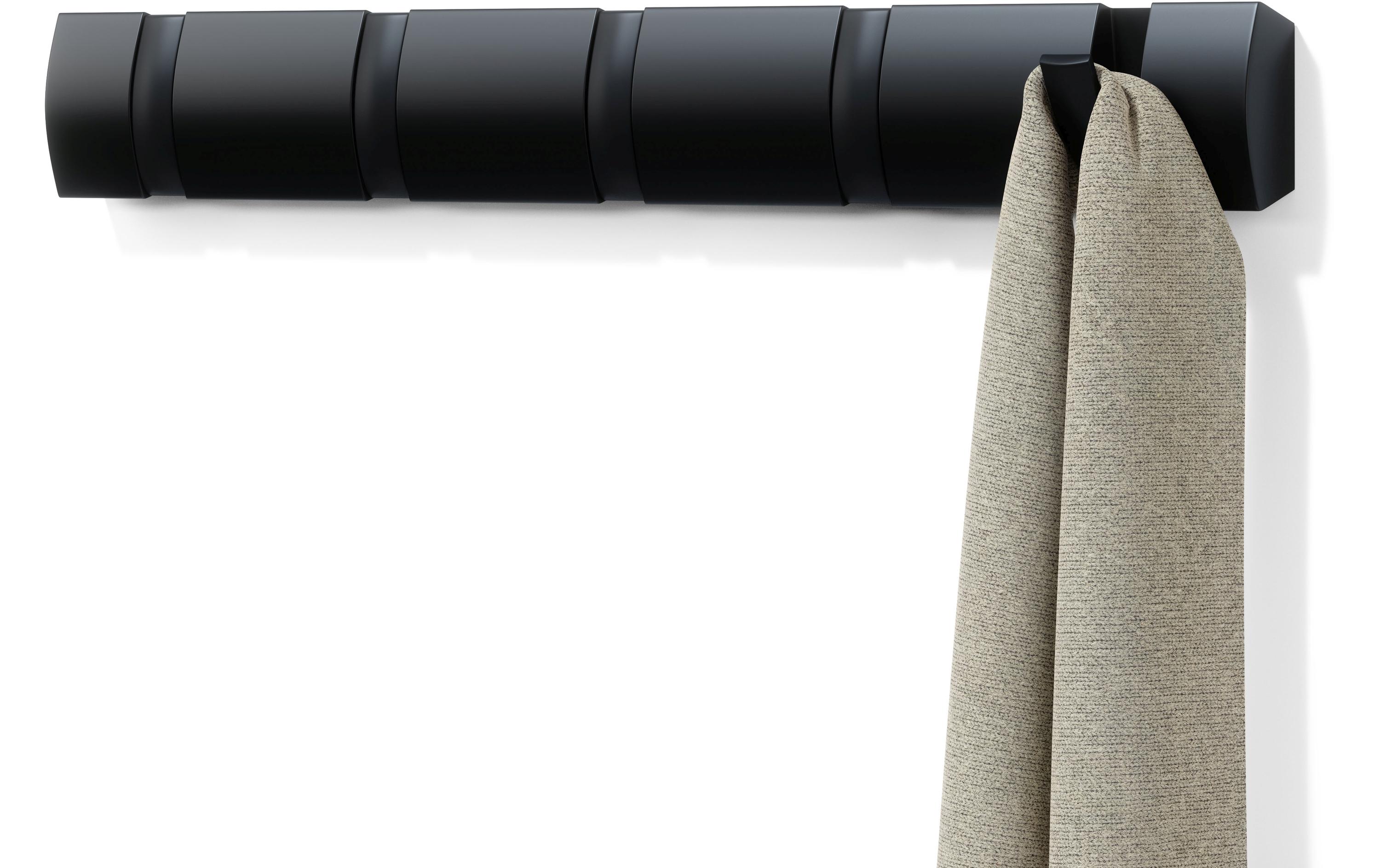 Wandgarderobe Flip 5 Haken, SchwarzGarderobenhaken zum einklappen