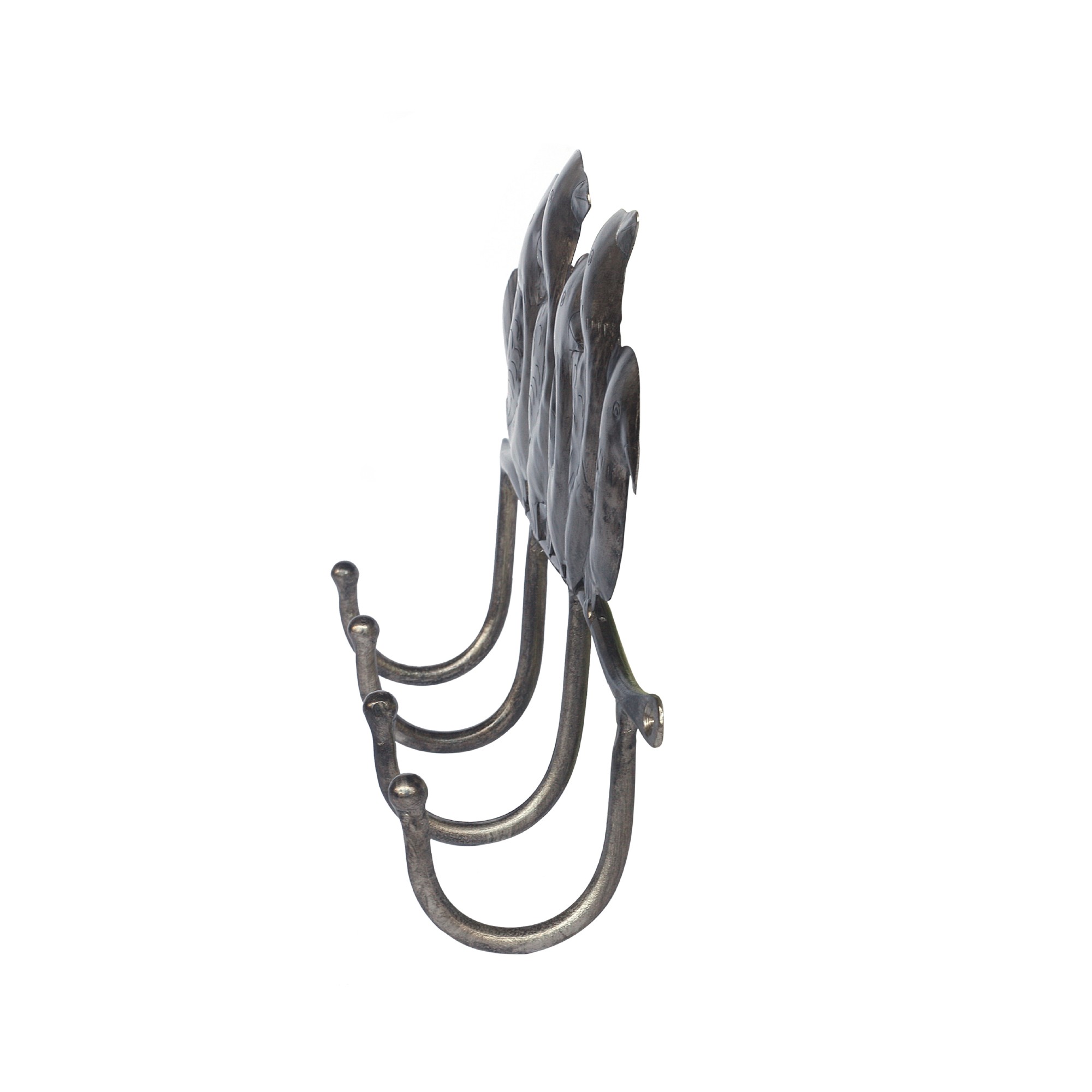 4er Wandhaken 'Birds', grau, T 29 cm, B 5 cm, H 18 cm von fischer's lagerhaus