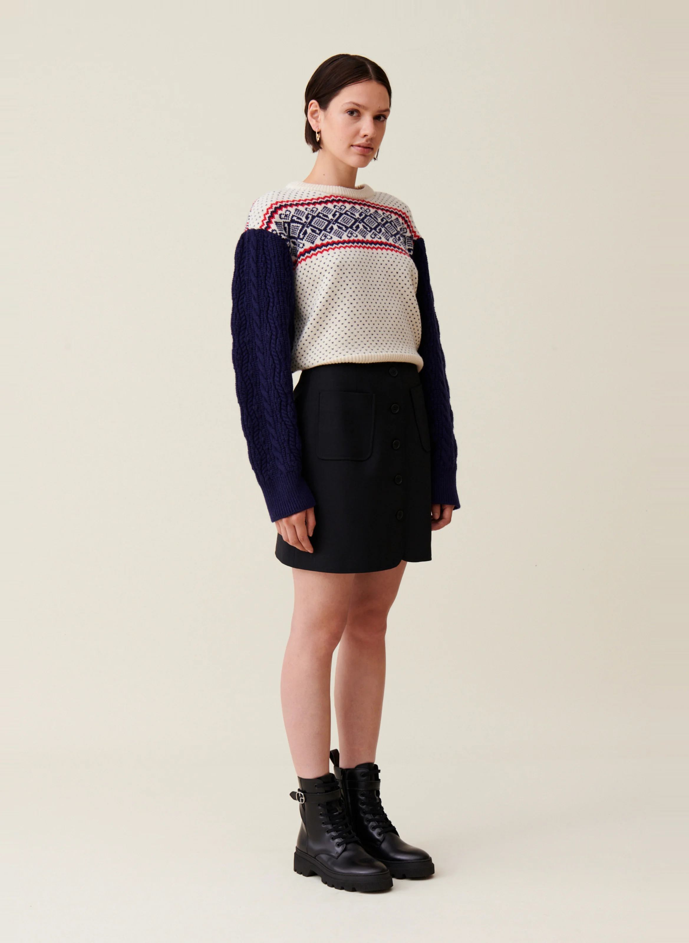 Pull maille à motifs en laine | Multicolore