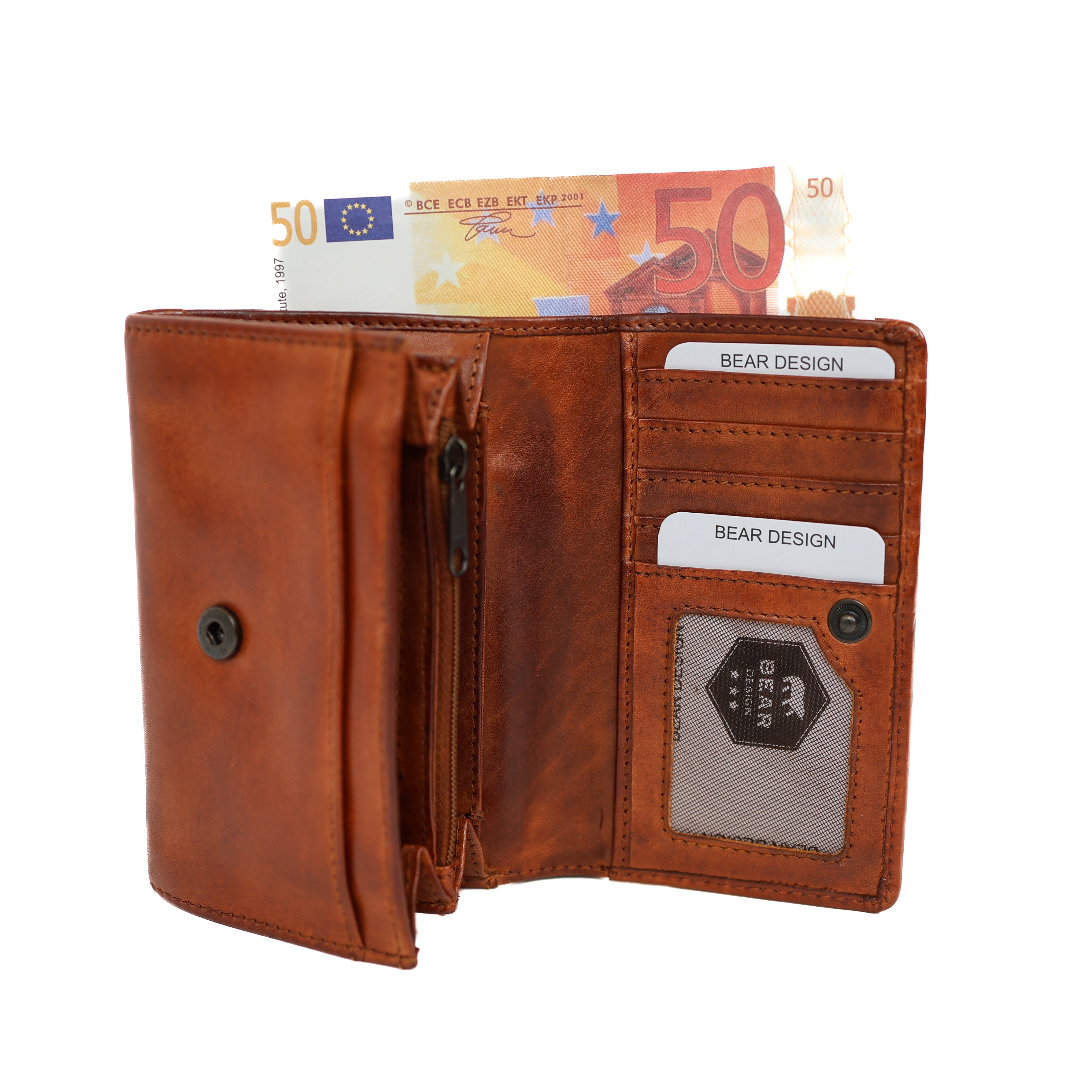 Overslag portemonnee 'Flappie' cognac croco Cognac