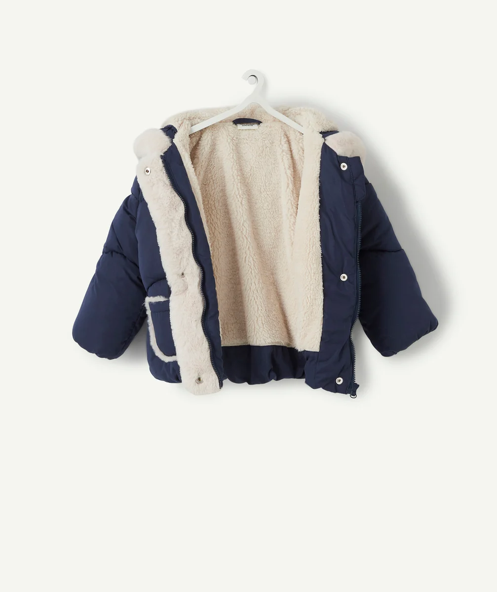 LA DOUDOUNE BÉBÉ FILLE BLEU MARINE EN REMBOURRAGE RECYCLÉ
