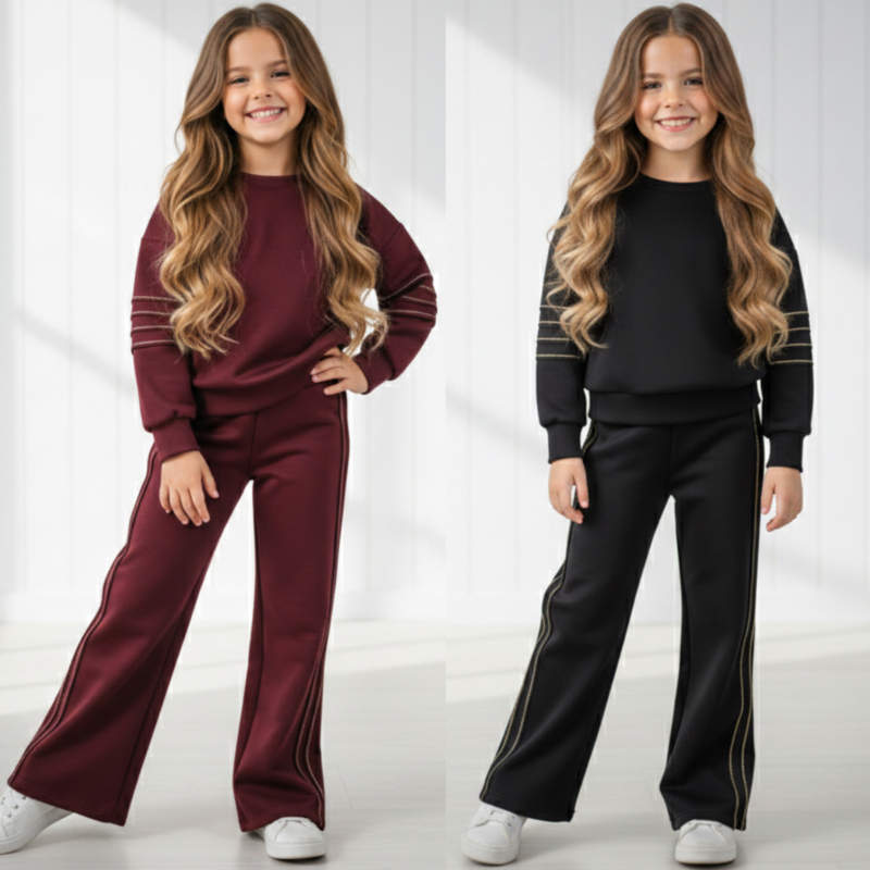 Sporty shiny stripe set