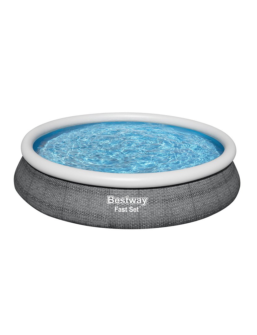 Round Rattan Inflatable Pool 457x84cm Grey