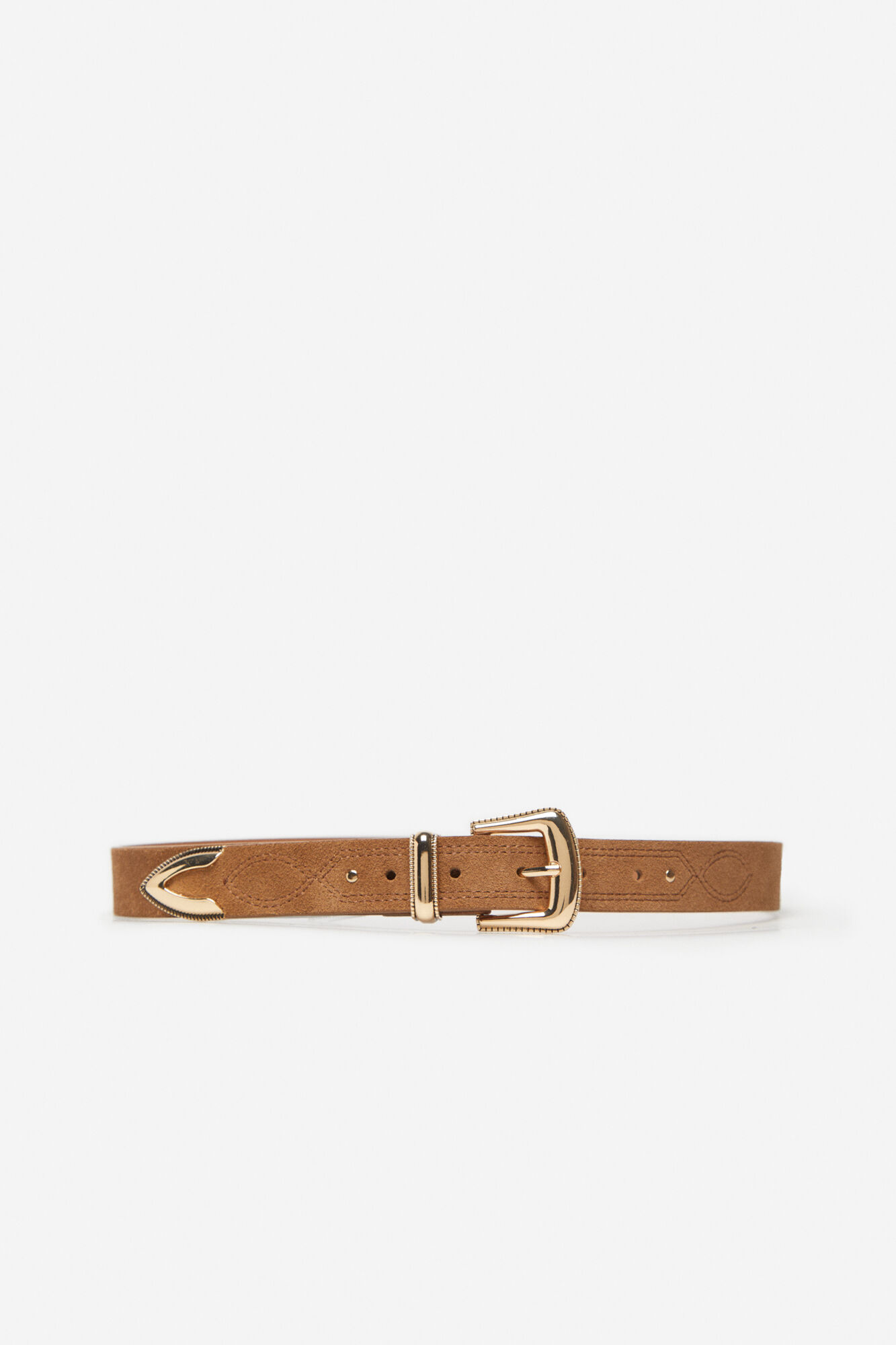 Cinto com costura decorativa estampada - Marrom