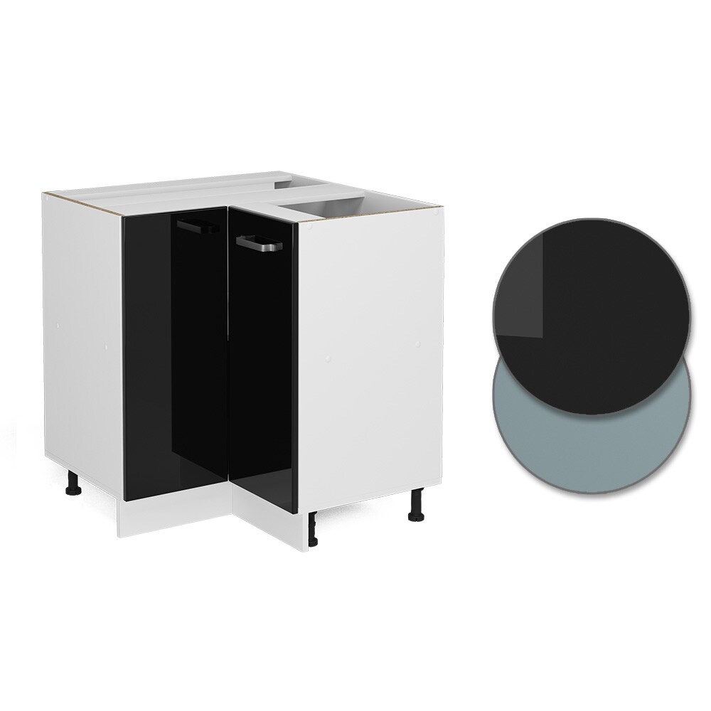 Vicco Eckunterschrank Küchenschrank R-Line Solid Weiß Schwarz 87 cm modern