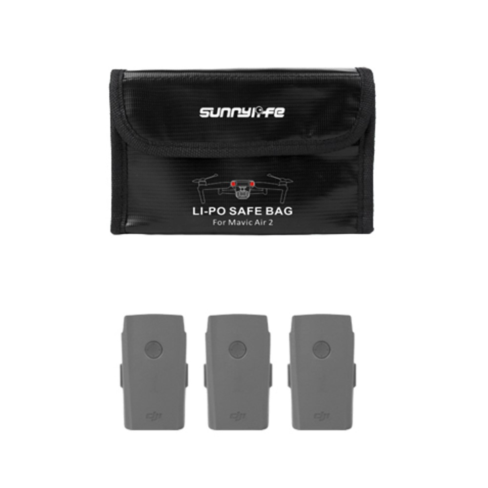 (16.5x11cm) 3-fach Explosionsgeschützte Batterie Aufbewahrungs Tasche für DJI Mavic Air 2S / Mavic Air 2 Drohnen Akku - Schwarz