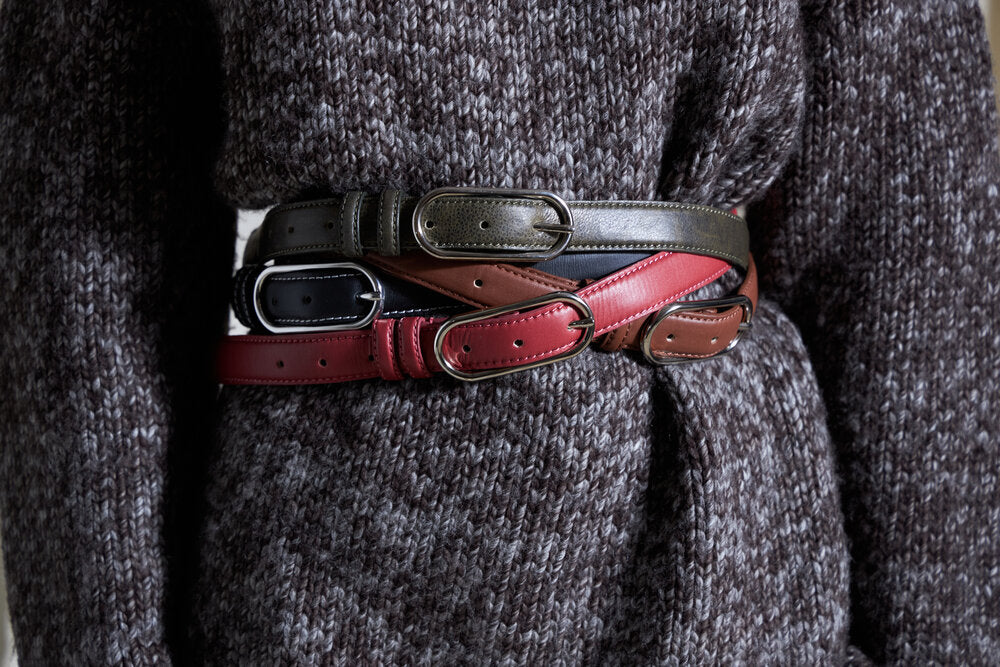 Becksöndergaard  Crushed Slim læderbælte - Black Olive