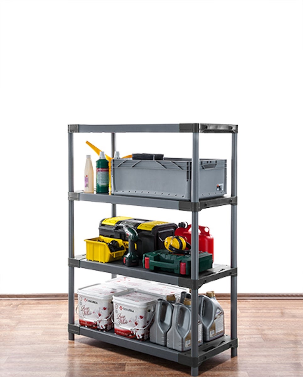 PROREGAL Kunststof Plank Grijs Beer Laag HxBxD 138 x 90 x 46 cm Plank Draagvermogen 120 kg Grijs