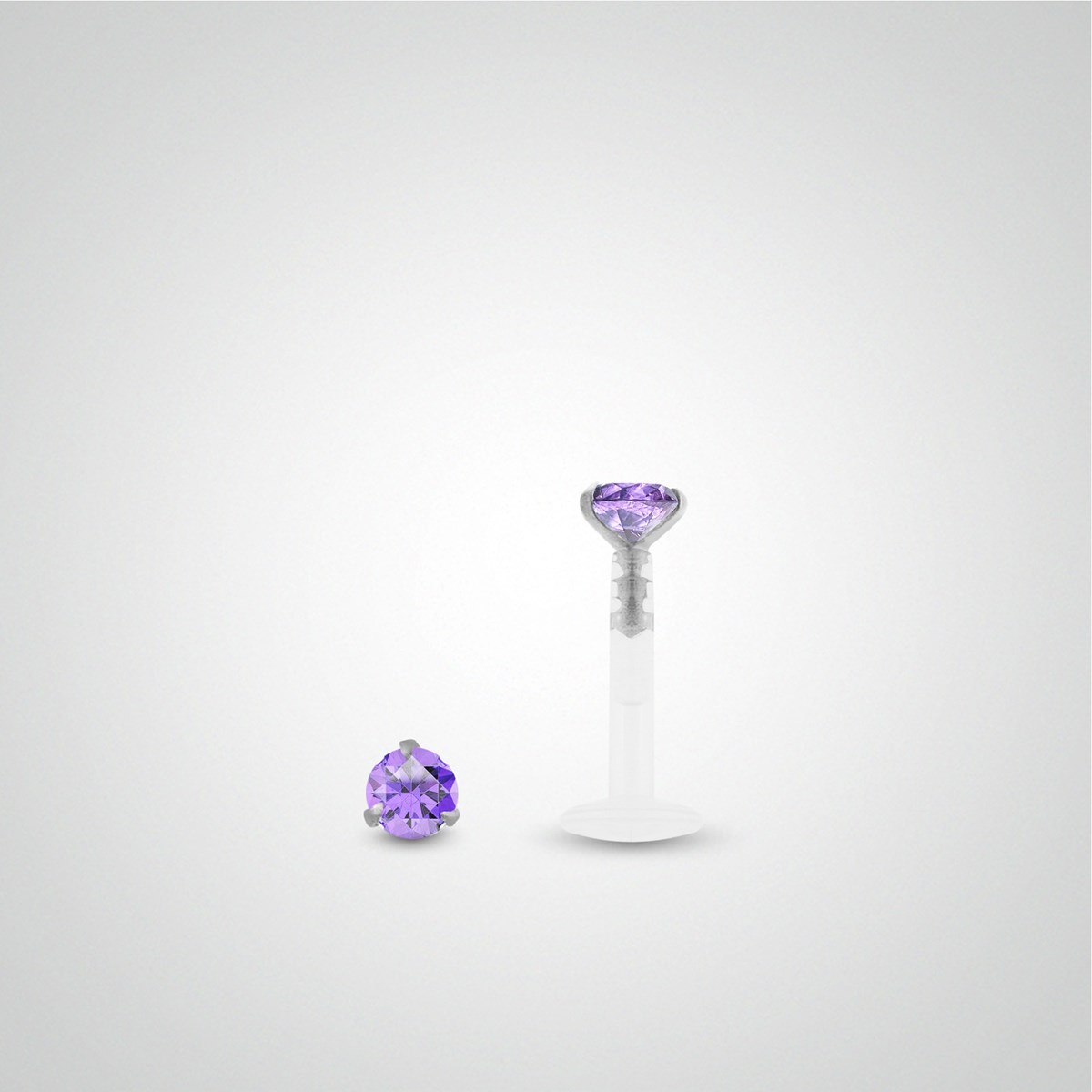 Piercing conch améthyste 0,05 carats en or blanc