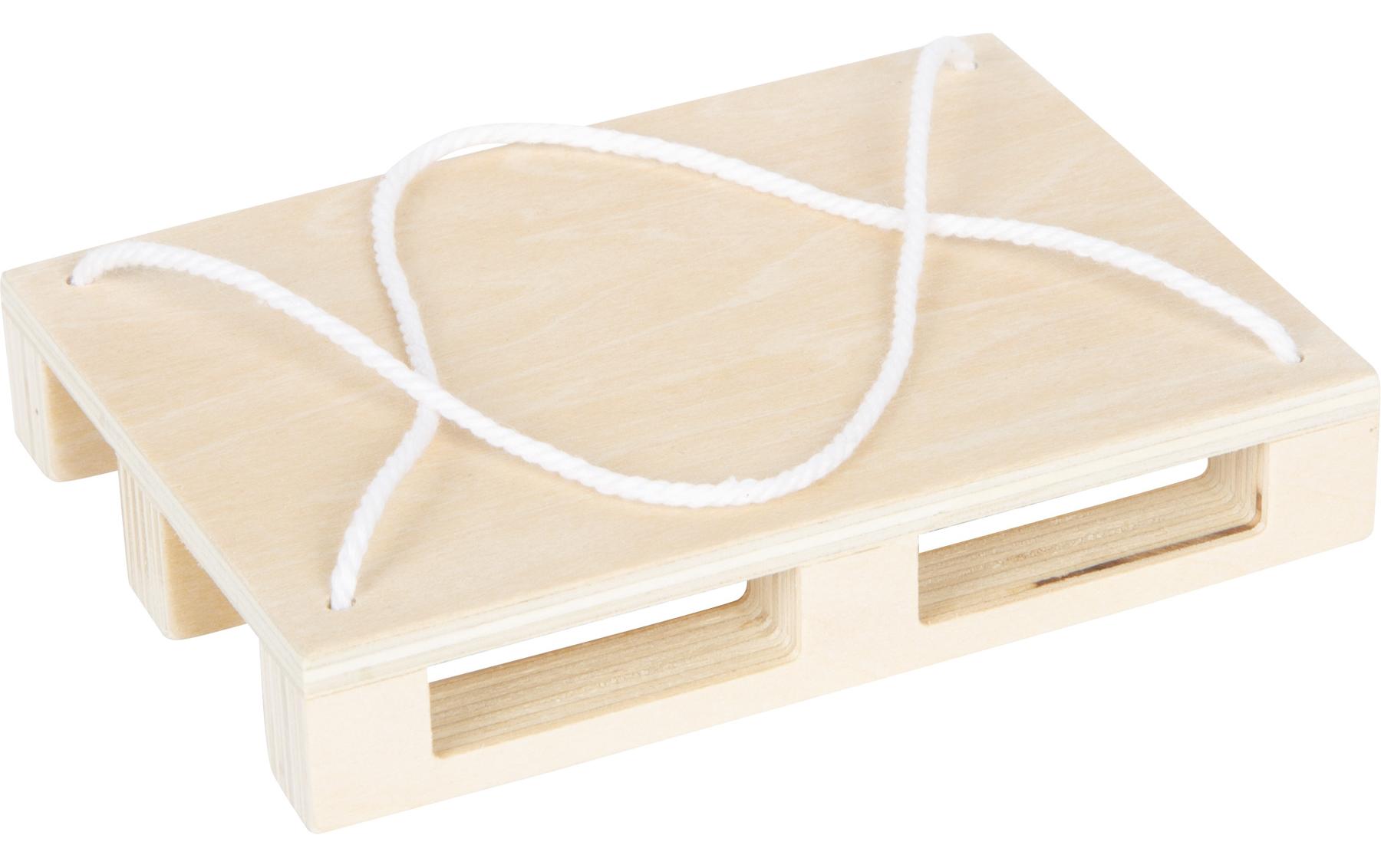 Kranwagen mit PaletteSpielzeug-Kranwagen aus Holz mit beweglicher Palette
